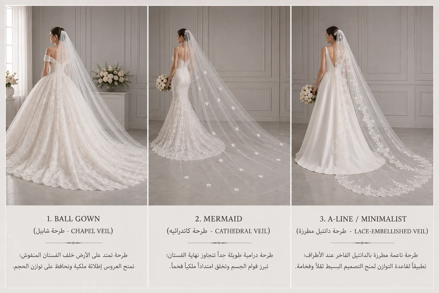 أنواع طرحات العروس وكيفية اختيار الطرحة المناسبة لفستان الزفاف: طرحة الكاتدرائية Cathedral Veil وطرحة الدانتيل الفاخرة &ndash; دليل العروس 2026 مجلة عبّية