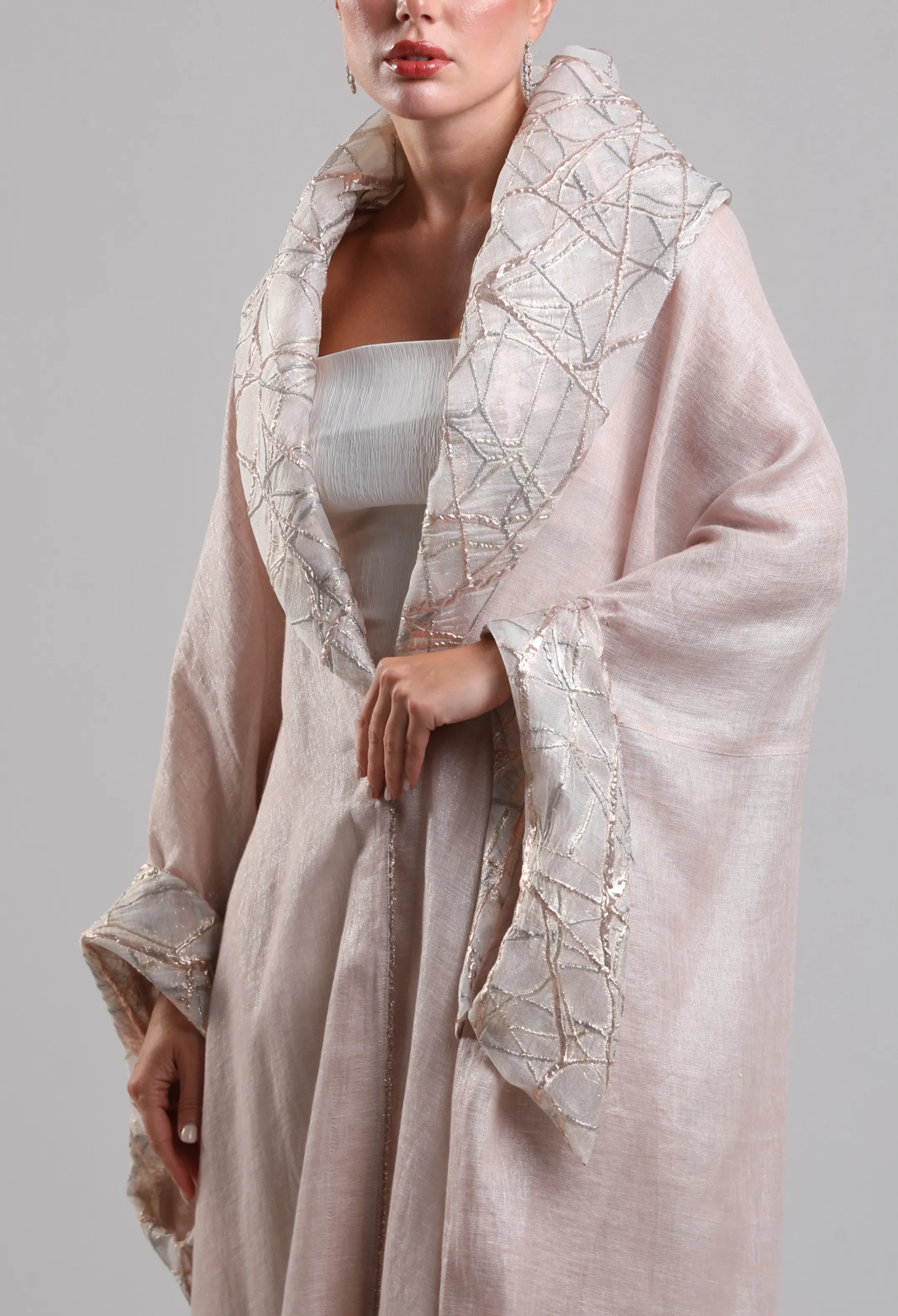 بشت لينن فاخر - لون وردي