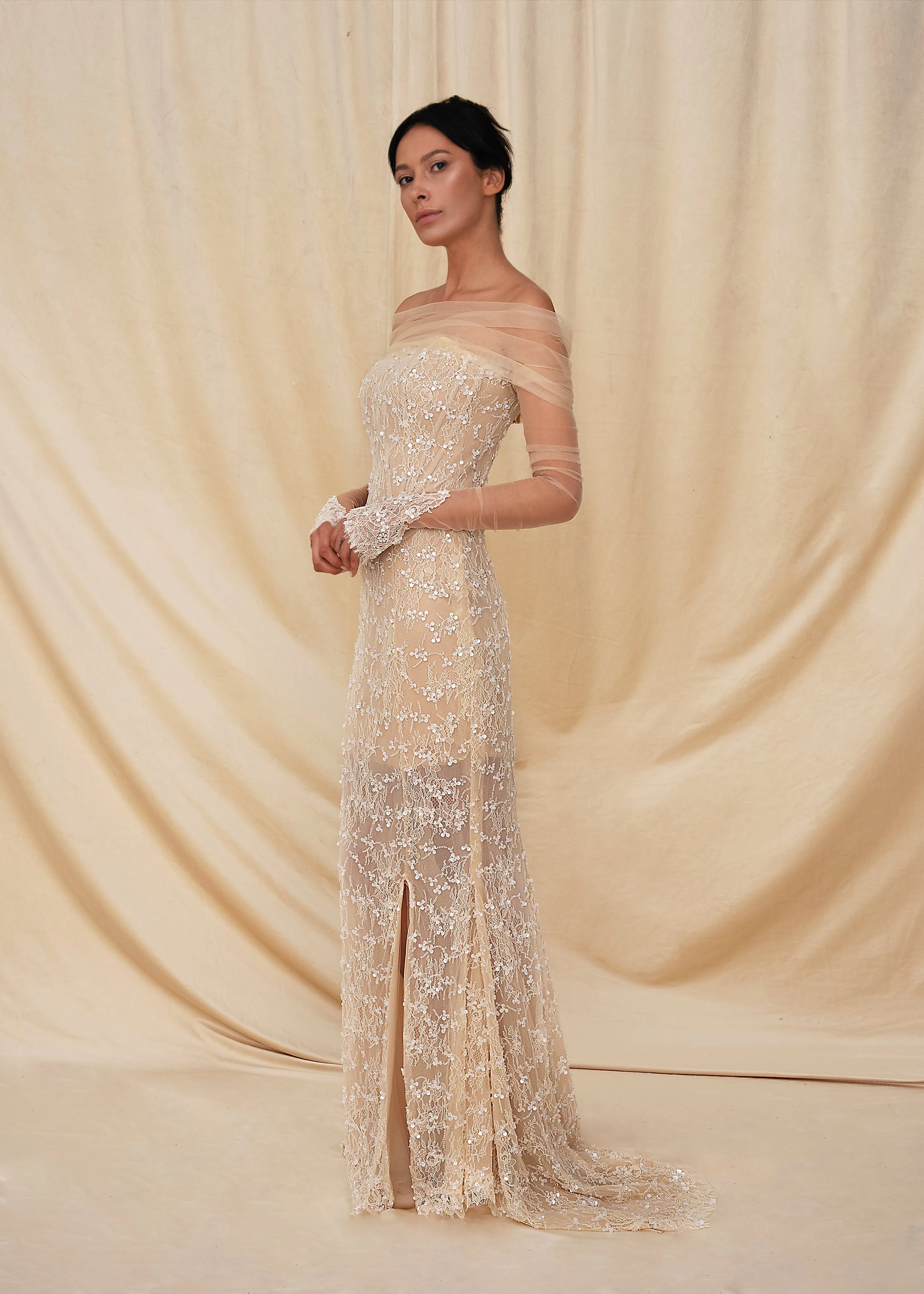 فستان سهرة شامبين