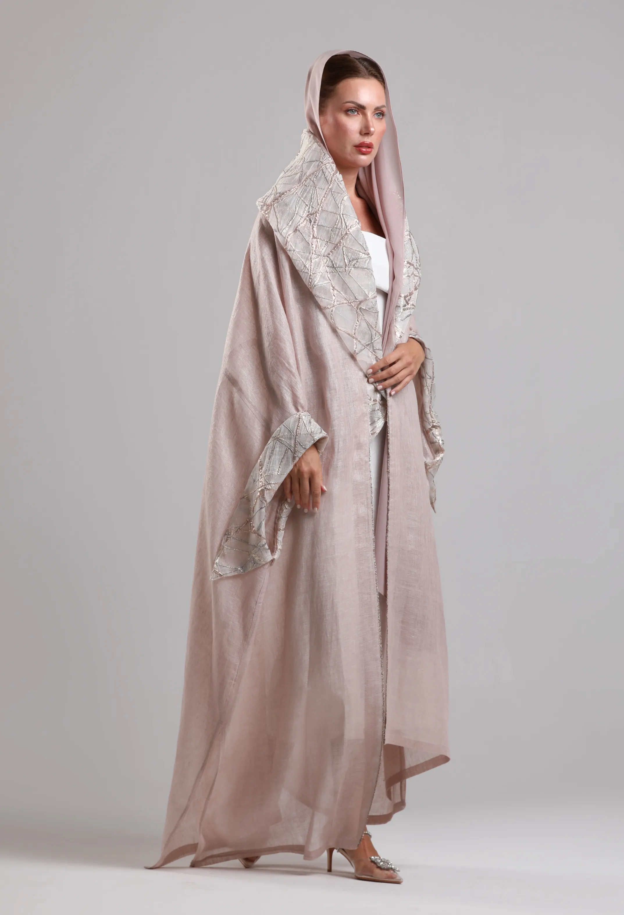 بشت لينن فاخر - لون وردي